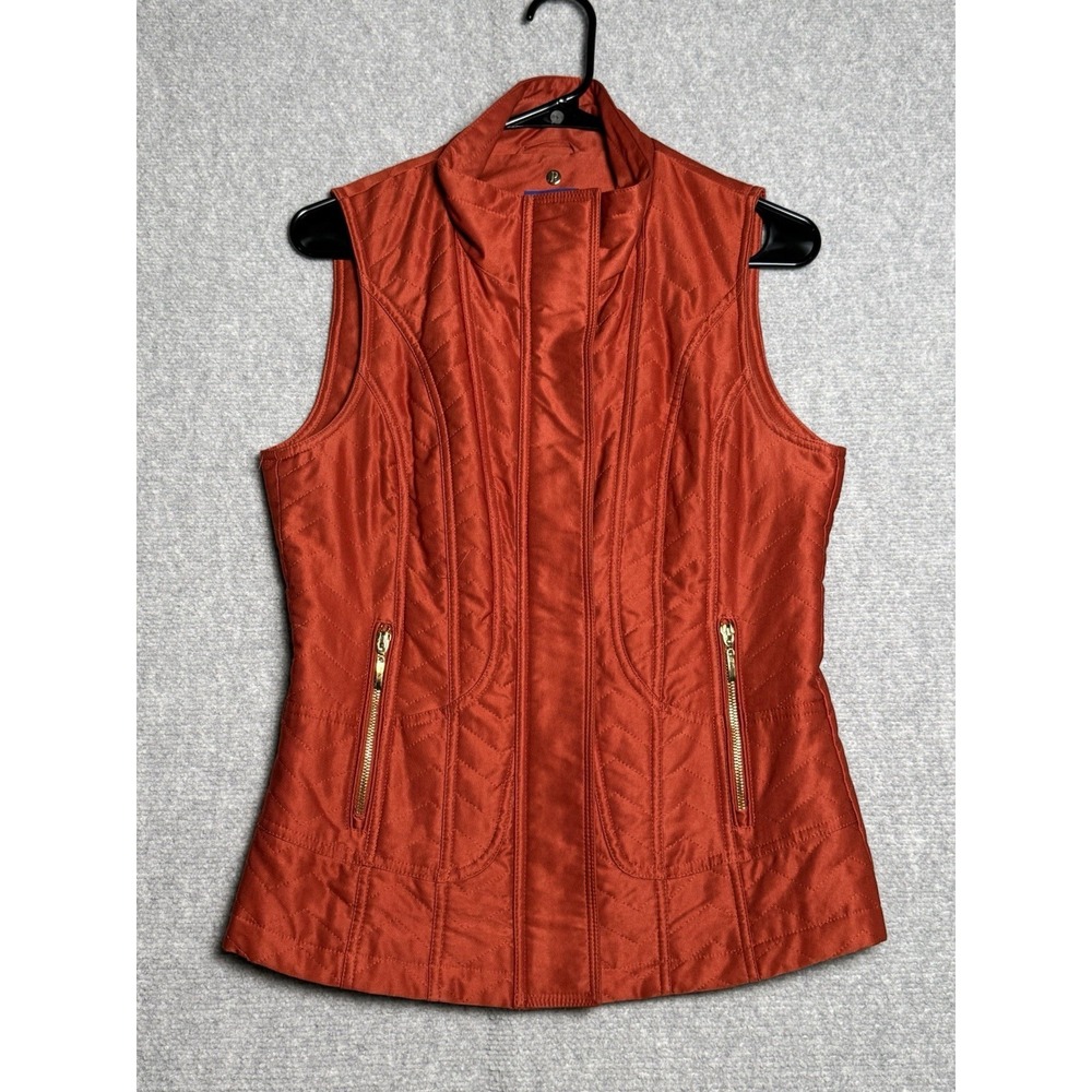 Pendleton Vest Women's XS Full Zip Snap Quilted Puffer Rust Orange Casual Layer